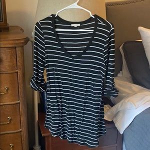 [4 for 25] Striped V neck 3/4 sleeve